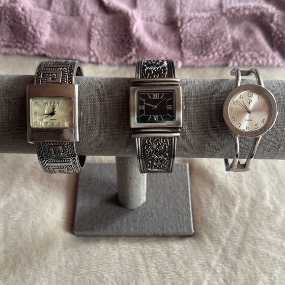 Set of Three Silver Tone Bracelet Watches